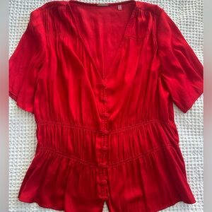 Elie Tahari Bold Red Top with Ruching